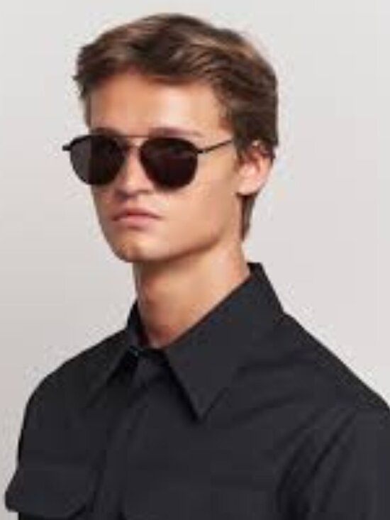 Saint Laurent SL531 011 Aviator Sunglasses - Gold / Green